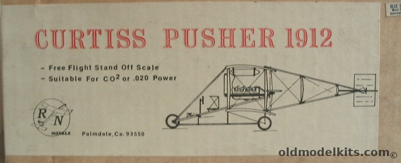 RN Models 1/16 Curtiss 1912 Pusher - 25 3/4 inch Wingspan Free Flight Model Airplane, CG501 plastic model kit
